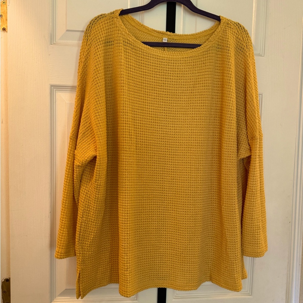 Size Large, Mustard Waffle knit top